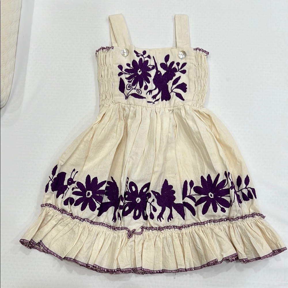 Cream and Purple Kids Dress